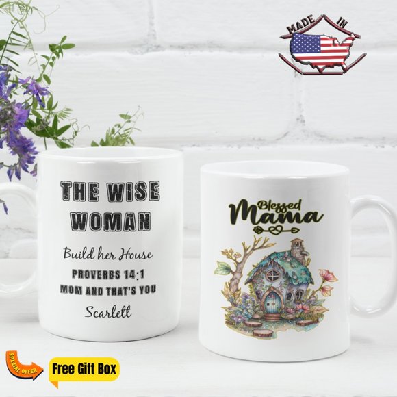 Blessed Mama Personalized Mug, W/ Free Gift Box, Custom Name 11oz - Picture 1 of 4